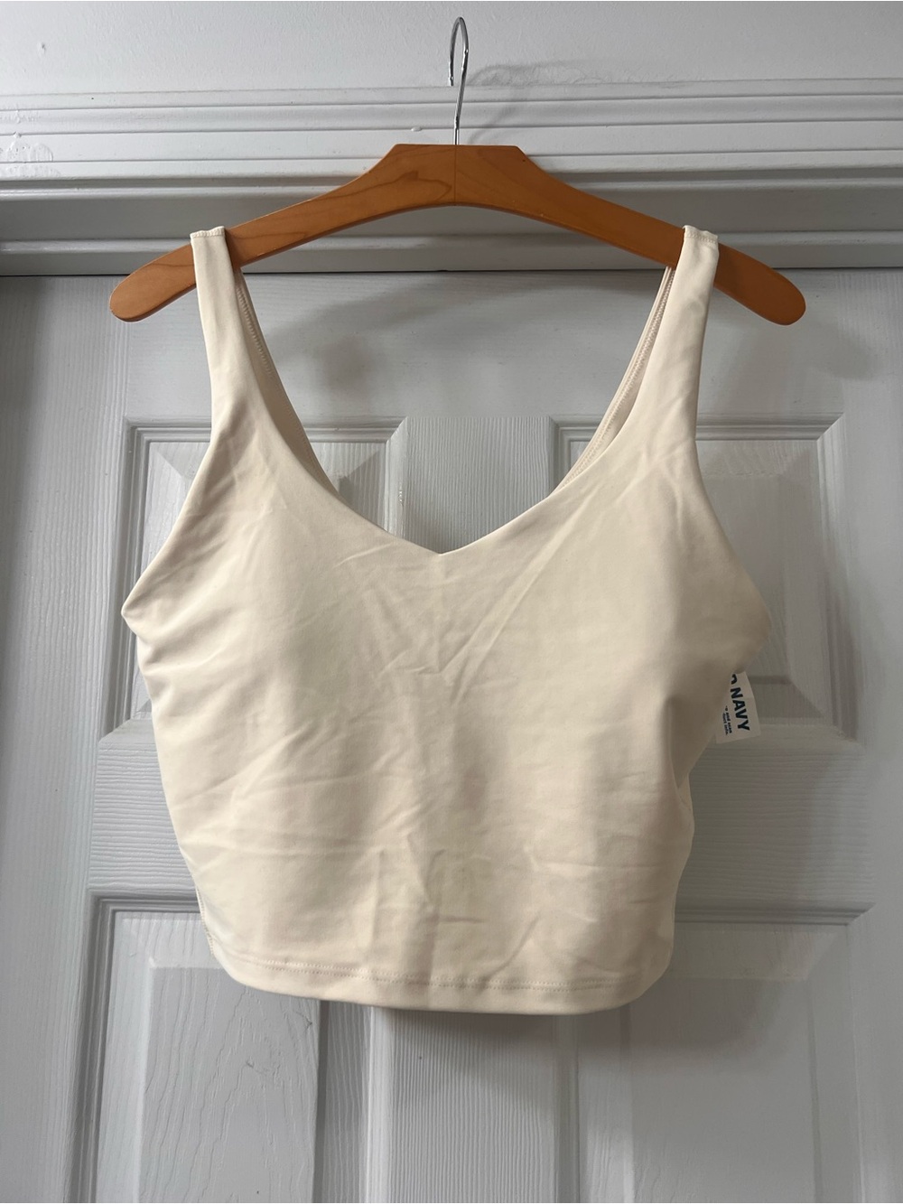Old Navy Cream  V-Neck Cropped Tank Top -  Sz Large 
Workout/ Gym
